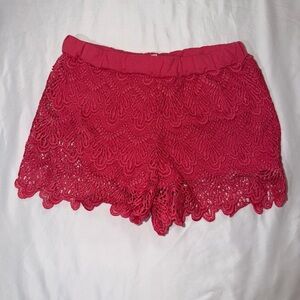 Self Esteem Vibrant Red Lace Shorts
